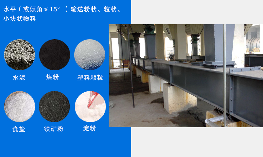 FU鏈?zhǔn)捷斔蜋C(jī)主要用于水平或傾斜輸送粉狀、粒狀或小塊狀物料