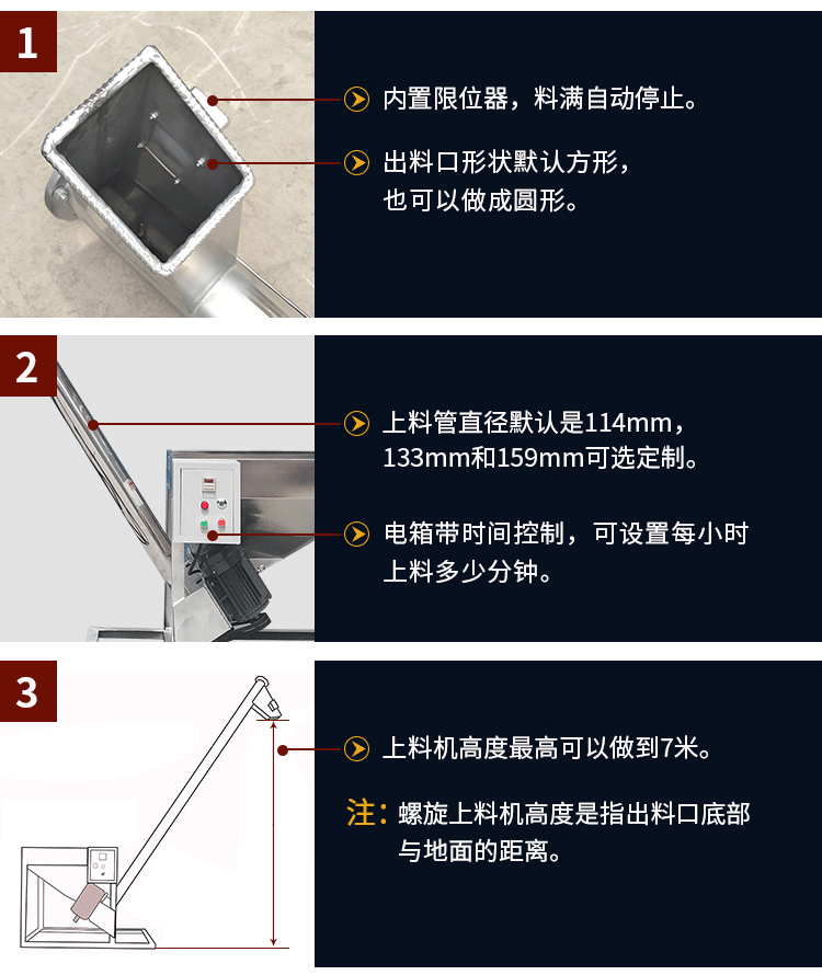 不銹鋼螺旋輸送機自動上料，可定制管徑，高度可做到7米
